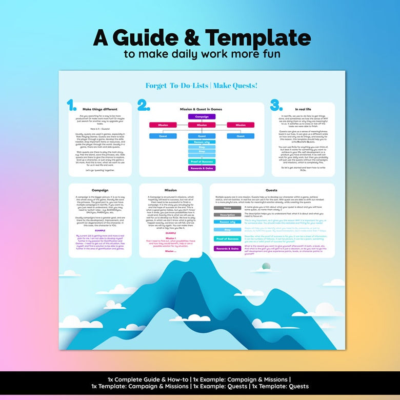 ENGLISH Version: Quest Template for business, daily life or ToDos